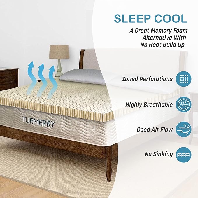 7 Zone Green Natural Organic Latex Mattress Topper Full Size - 3 inch - Medium Firmness - GOLS Certified Latex Foam Bed Pad for Side Sleepers Zonal Support Durable and Breathable