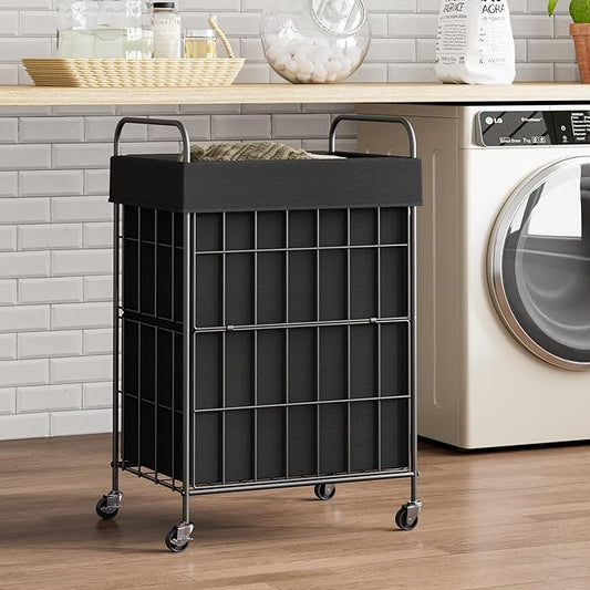 Laundry Hamper with Wheels, 90L Laundry Basket with Handle, Laundry Sorter with Removable Liner Bag
