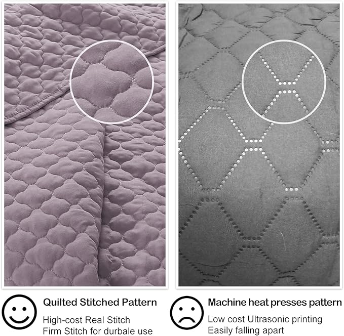 HORIMOTE HOME Quilt Twin Size Grayish Purple, Lightweight Quilt for Summer Ultra-Soft Microfiber Modern Style Quilted Clouds Pattern Bedspread Quit Set 2 Pieces (1 Quilt and 1 Pillow Sham)