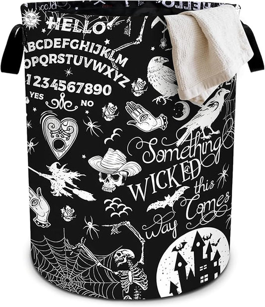Halloween Black Laundry Basket Foldable Oxford Cloth Tote Bag Laundry Hamper Clothes Storage Bucket Organizer For Bathroom/Laundry Storage/Bedroom 19.6x15.7 Inch
