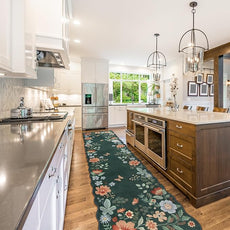 Lahome Floral Hallway Runner Rug Non Slip, 2'6''x10' Washable Runner Rug Soft Ultra-Thin Soft Runners for Hallways, Kitchen Runners Distressed Carpet for Entryway Bathroom(Dark Green)