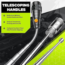 Telescoping Magnetic Pickup Tool Set, Inspection Mirror Telescoping, LED Flashlight, Cool Gadgets for Men, Stocking Stuffers, Gifts for Dad, Husband, Kids, Boyfriend, Magnet Stick