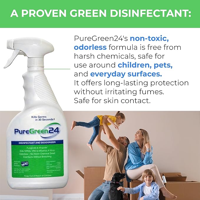 Safe & Effective Disinfectant. Kills Deadly Germs including RSV COVID-19 Norovirus MRSA Staph 2025 flu Bird flu Contains no toxic chemicals odorless child & pet safe 1 32oz