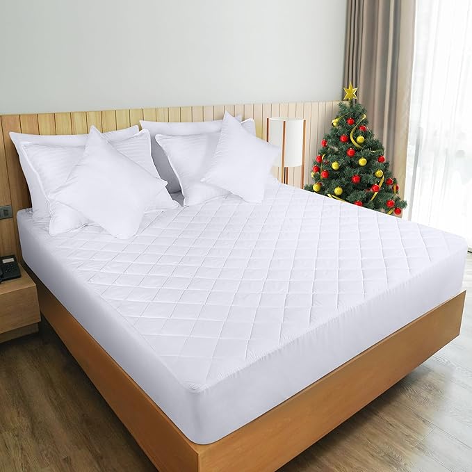 Utopia Bedding 2 Pack Quilted Fitted Mattress Pad, Full Size, Elastic Fitted Mattress Topper Protector and Cover with Deep Pocket Stretches up to 16 Inches, Machine Washable (White)