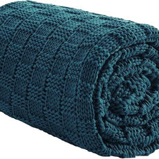 Knitted Weighted Blanket Kids, No Beads Heavy Blanket 36” x 48'' 5lbs, Breathable Chunky Knit Blanket, Cooling Weighted Blanket for Hot Sleepers, Christmas Home Decor (Peacock Blue)