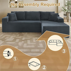 105''Sectional Cloud Couch with L Shaped Chaise,Modern Modular Sectional Sofa,Comfy Sectional Couches for Living Room,Bedroom,Apartment(Dark Grey, 105''W Right Facing Chaise)