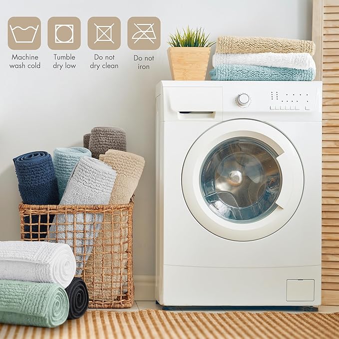 Madison Park Splendor Reversible 100% Cotton Tufted Bathroom Rug-3000 GSM Hotel Quality Luxurious Plush Medium Pile Bath Mat Absorbent, Quick Dry, Shower Room Décor, 24x72, Natural