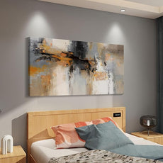 Abstract Canvas Wall Art - Large Framed Gray and Orange Paintings - Modern Wall Art Decor for Living Room & Office - Includes Pictures for Home Decoration Artwork for Bedroom 24×48IN