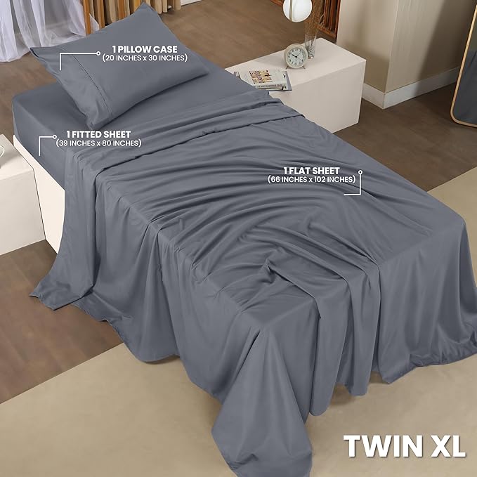Utopia Bedding Twin XL Sheets - 3 Piece Bedding - Brushed Microfiber - Shrinkage and Fade Resistant - Easy Care (Twin Extra Long Grey)
