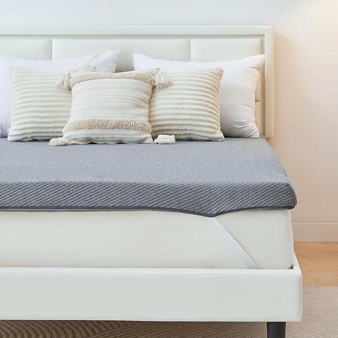 Memory Foam Mattress Topper, 3 inch Twin XL Mattress Topper with Removable Soft Cover, Bed Topper for Dorm, Travel, Guest Mat, Non-Slip Design & Pressure Relief Back Pain, Grey