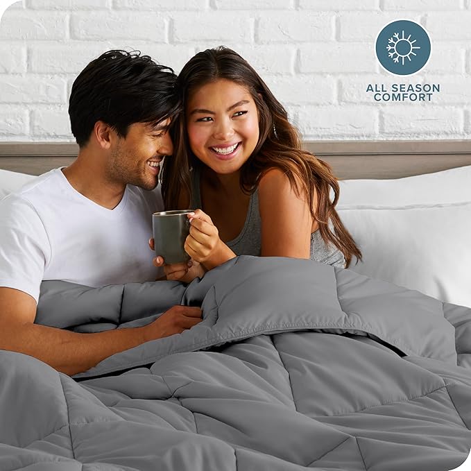 Bare Home Duvet Insert Comforter - Oversized King - Goose Down Alternative - Ultra-Soft - Premium 1800 Series - All Season Warmth - Bedding Comforter (Oversized King, Grey)