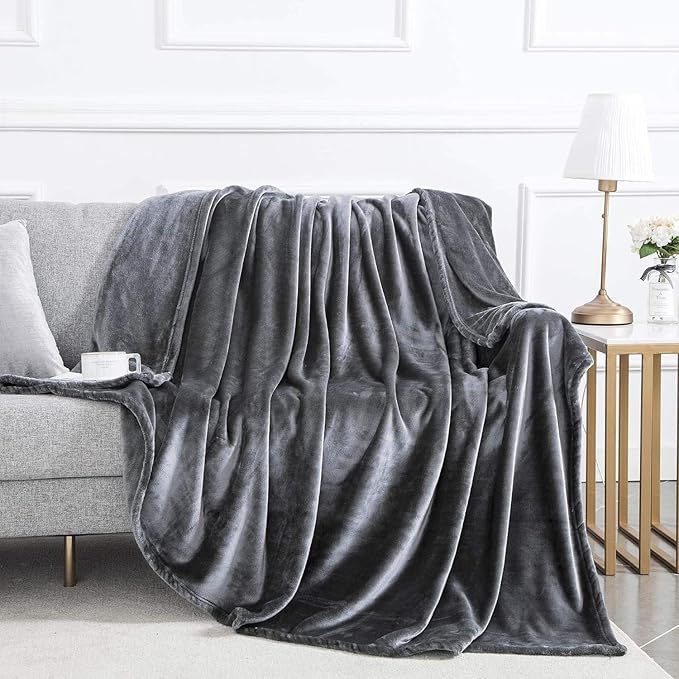 IR Imperial Rooms Fleece Blanket Twin Size 60 x 80 Inches - Super Soft Fluffy Dark Grey Throw Blanket for Sofa and Bed - Warm and Cozy Lightweight 400 GSM Microfiber Bed Throws Blankets