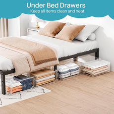 Vtopmart 2 Pack Large Clear Stackable Storage Drawers 27QT, Easily Assemble Plastic Closet Storage Bins, Dust-Proof UnderBed Organizer for Clothing, Sweater Organization