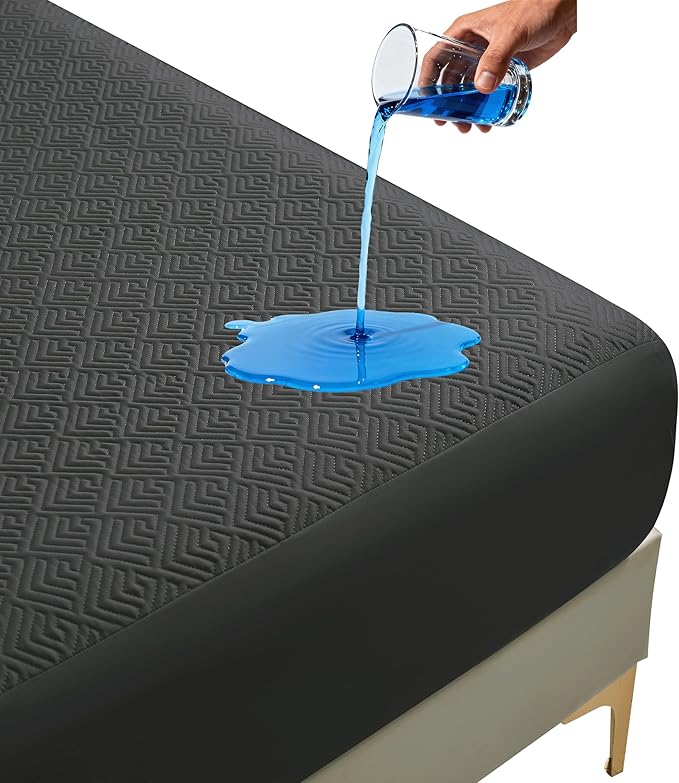 100% Waterproof Mattress Protector 18''Deep Pocket Breathable Incontinence Pads for Adults Kids Elderly Pets Machine Washable and Easy Care Bedwetting Pads (Black, 78''x80'',King)