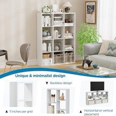 12-Cube Storage Organizer, Wooden Cube Shelf Bookcase with Reinforced Thick Shelves, Heavy-Duty 36.93