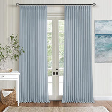 Extra Long Dusty Blue Linen Curtains 120 Inches Long Sky Blue Coastal Boho Farmhouse Curtain Light Filtering Semi Sheer Back Tab Pinch Pleat Curtain for Tall Ceiling Living Room Bedroom 2 Panels