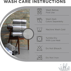100% Combed Cotton Bathroom Towel Set of 8- 2 Bath Towels, 2 Hand Towels, 4 Wash Cloths, Sustainable, Soft, Highly Absorbent 8 Piece Cotton Bath Towel Set Ideal for Hotels, Spa, Bathroom, Dorm, White