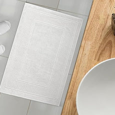 Avalon Towels White Bath Mat - 100% Cotton Set of 2 Absorbent Bathmat - Bathroom Mats Quick Dry Bath Mats for Bathrooms (22x34 Inches)