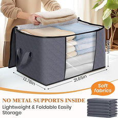 Fab totes Storage Bags,Clothes Blanket Storage Bins Foldable Closet Organizers with Reinforced Handle for Home Dorm Storage and Organization,Fabric Bags for Organizing Sheets,Clothing (Grey,10 Pack)