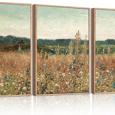 BINCUE Large Wildflower Wall Art Set Vintage Canvas Wall Decor Nature Wilderness Farmhouse Art Print for Living Room Bedroom Office 24x36 Inches