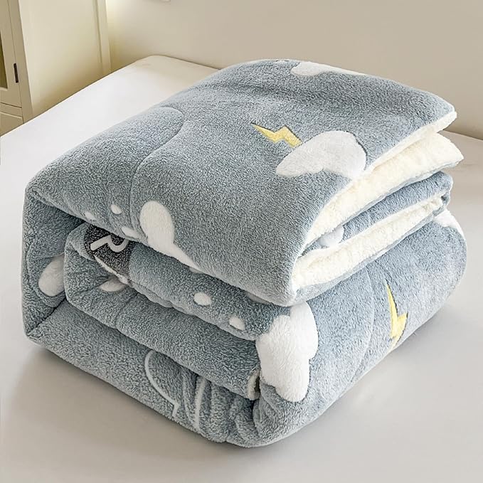Fleece Comforter Set - 3 Piece Full Size Thick Fluffy Comforters for Her Girls, Plush Cozy Warm, Soft Microfiber Bedding Bedroom Decor Winter (1 Comforter + 2 Pillow Shams)