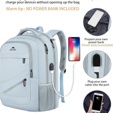 MATEIN 18 Inch Laptop Backpack for Women, TSA Approved Laptop Rucksack Large Capacity 50 L, Anti Theft Backpack with Comfortable Shoulder Straps for College Work Travel, Haze Blue