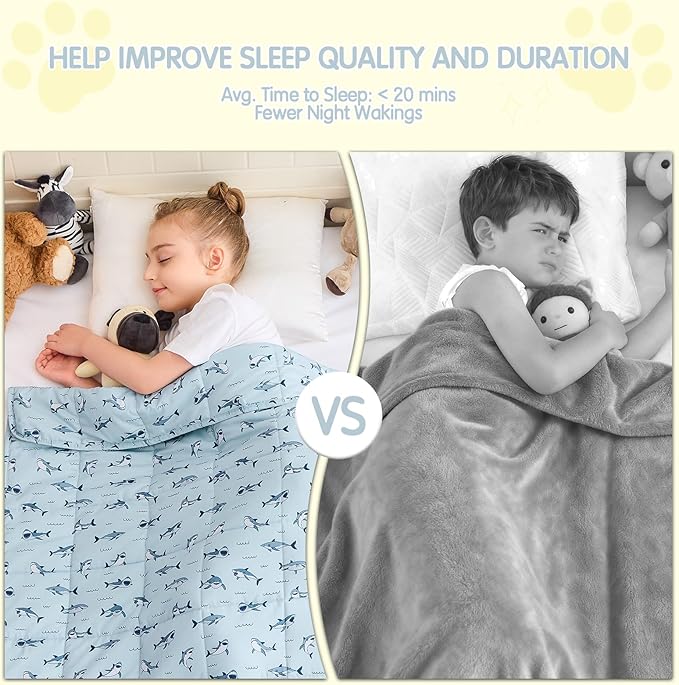 yescool Shark Weighted Blanket 7 Pounds Cooling Weighted Lap Blanket, Heavy Blankets for Sleeping, Weighted Throw Blanket Gift for 60-80lbs, 40"x60"