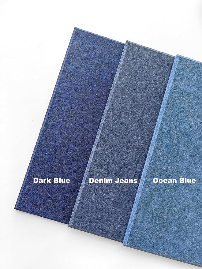 Blue Felt Bulletin Board 47"x35" | Large Cork Bulletin Board Alternative for Office, Home & Classroom | Felt Wall Tiles (12-Pack) | Blue Classroom Decor Office Supplies | Dark Blue