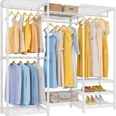 VIPEK V5 Medium Portable Closet Wardrobe Heavy Duty Clothes Rack, Freestanding Closet Metal Clothing Rack with 4 Hang Rods & 8 Shelves, Adjustable Custom Closet Rack, 56.7