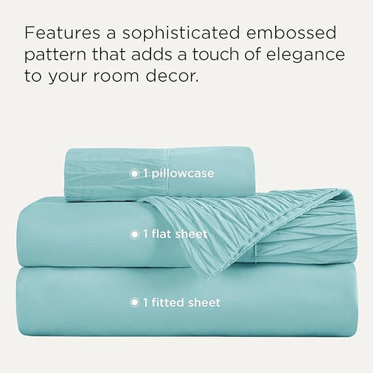 Bedsure Twin XL Sheet Sets Dorm Bedding - 3 Pieces Soft Extra Long Twin Sheets, Hotel Luxury, Easy Care Microfiber for Women, Men, Spa Blue