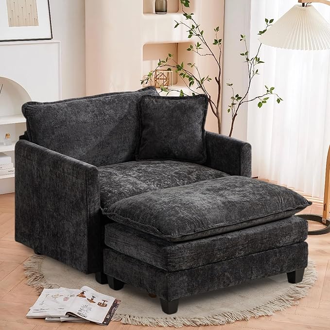 SoarFlash Chenille Sectional Middle Position Sofa, Black
