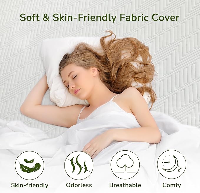 Memory Foam Mattress Topper, Mattress Topper with Removable Soft Cover, Bed Topper for Dorm, Travel, Guest Mat, Non-Slip Design & Pressure Relief Back Pain (4 Inch (White Cover), Queen)