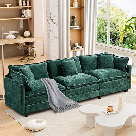 SoarFlash Chenille Sectional Middle Position Sofa,Green