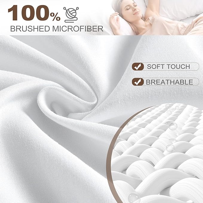 FreshCulture California King Fitted Sheet Only - Hotel Quality Fitted Sheet - Ultra Soft & Breathable - Brushed Microfiber - Deep Pocket - Cooling Fitted Sheets for Cal King Size Bed (White)