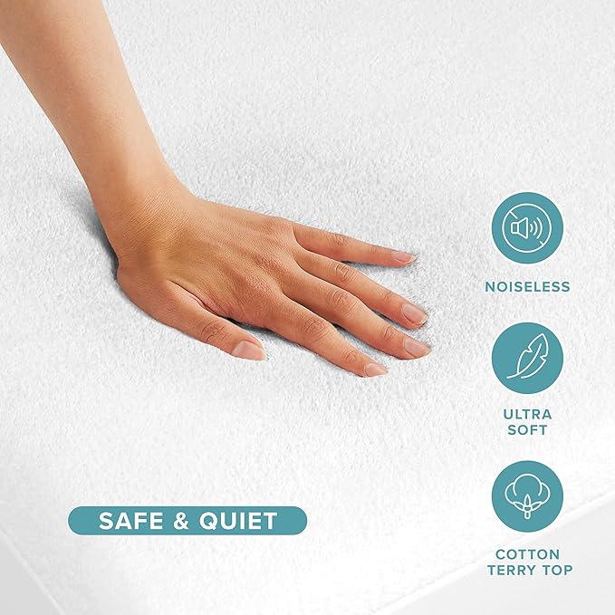 Bare Home Full Extra Long Size Mattress Protector - 100% Waterproof & Breathable - Premium Cooling Mattress Cover - Protects Against Spills - Vinyl Free - Protect Your Mattress (Full XL, White)