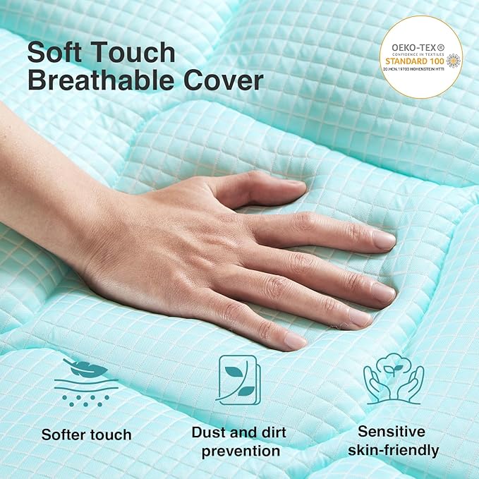 Novilla Cooling Mattress Topper Twin Size,Mattress Pad with Deep Pocket for 8-21" Mattress,Soft Mattress Cover for Back Pain Relief,3D+7D Down Alternative Bed Topper for Hot Sleepers