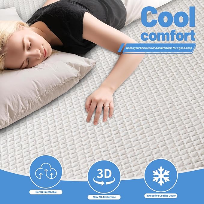 Premium Bamboo Mattress Protector – King Size, Waterproof, & Ultra Soft Breathable Noiseless Washable Bed Mattress Cover for Comfort & Protection MC02KING-T