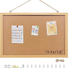 Cork Bulletin Board, 13.3x17.8 Inches Hanging Cork Board Wooden Framed with Pins for Wall, Dorm Room, Office, Home Decor – Natural Cork & Black Frame