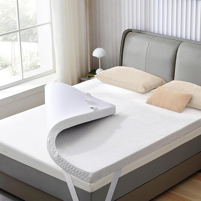 SINWEEK 3 Inch Gel Memory Foam Mattress Topper with Cooling Cover Ventilated Soft Mattress Pad, Bed Topper, CertiPUR-US Certified, King Size