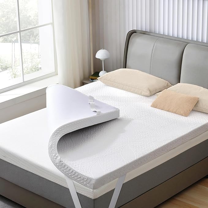 SINWEEK 2 Inch Gel Memory Foam Mattress Topper with Cooling Cover Ventilated Soft Mattress Pad, Bed Topper, CertiPUR-US Certified, Twin Size