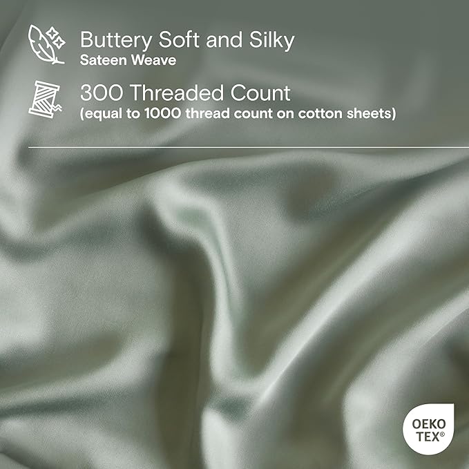 DOZ Duvet Cover Set, 100% Viscose derived from Bamboo, Organically Grown, Buttery Soft, Cooling Duvet Covers, High GSM, 1 Duvet Cover and 1 Pillowcase, 70"x90" (Sage, Twin/Twin XL)