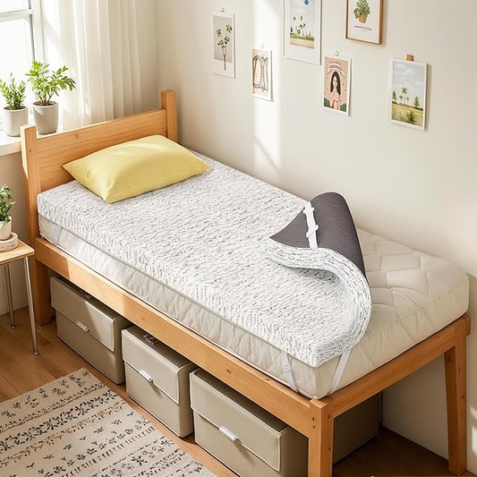 SyMax Twin XL Mattress Topper, Gel Infused Memory Foam Mattress Topper, 4 Inch Bed Topper with Cover, Soft Cooling and Pressure Relieving, CertiPUR-US Certified, Twin XL