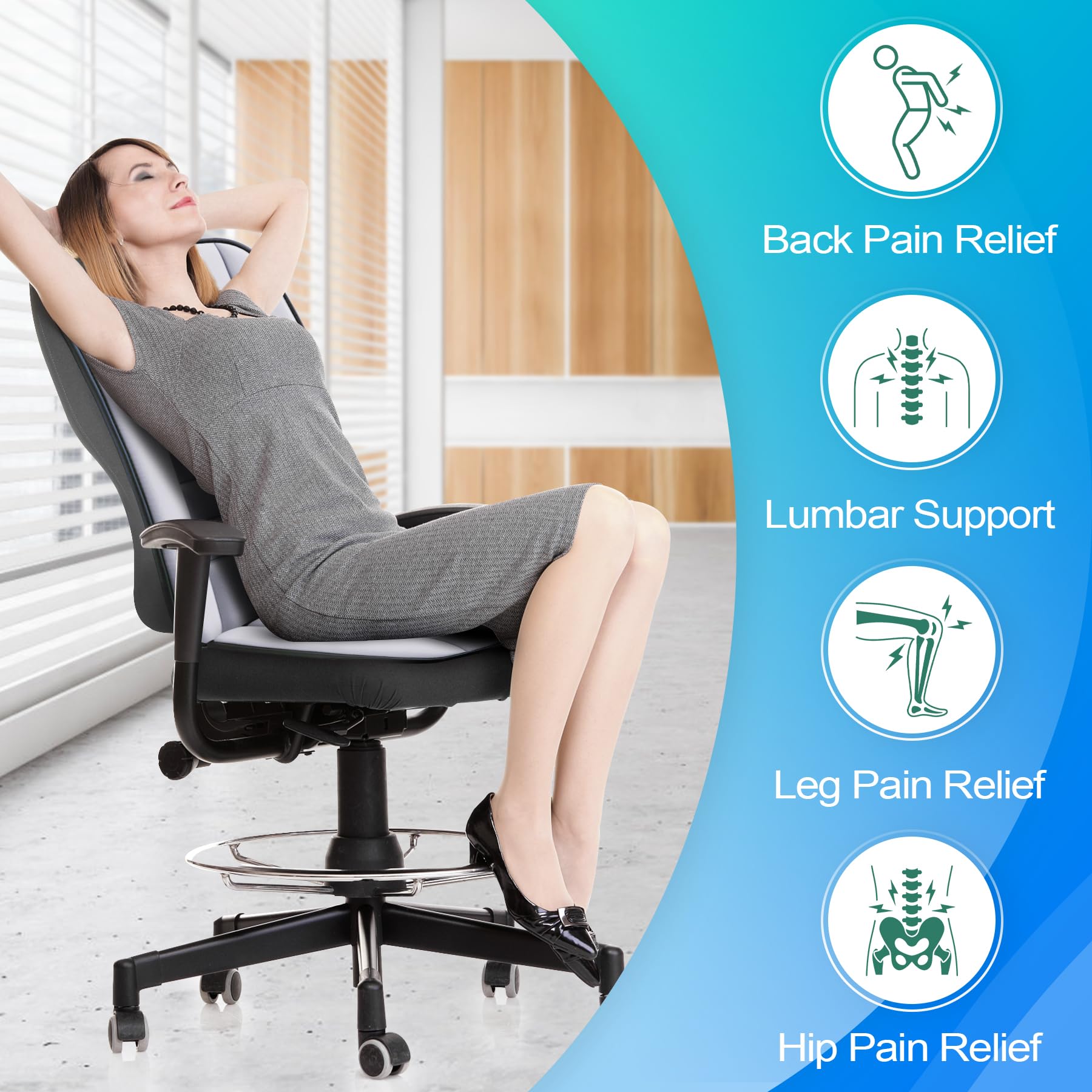 MYFAMIREA Truck Seat Cushion, Memory Foam Trucker Seat Cushion for Truck Driver Long Sitting with Adjustable Strap, Back Support and Pain Relief for Trucker Driving Car Office Chair and Pain Dormly