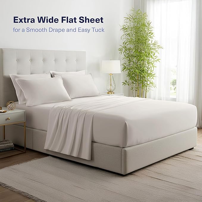 Kickoff Viscose Bamboo Sheets Twin Size 3-pc 100% Organic Bamboo Viscose Bed Cooling Sheets Twin Size Set Cool Bedding for hot Sleepers Sheet, Flat, Fitted, Pillowcase (Light Grey, T) KickoffHome