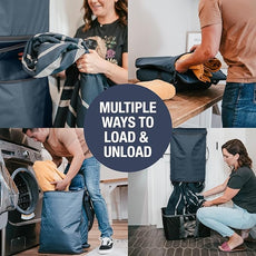 CleverMade Convertible Laundry Hamper Bag - Shadow Gray Stone holds 43L / 40 lbs 2 Compartments - Storage with Handles for Home Organization