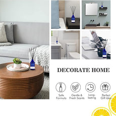 Reed Diffusers Set, 3.7 Oz Scent Diffuser, 6 Reed Diffuser Sticks, Home Fragrance Hyacinth, Peony & Citrus, Aromatherapy Oil Diffuser Reeds, More Masculine Scent, Bathroom & Office Decor 110ml