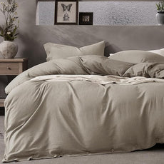 JELLYMONI Cotton Duvet Cover Queen Size - Taupe Comforter Cover with Button 100% Washed Cotton 3PCS Breathable Soft Solid Bedding Set Duvet Cover 90×90in & 2 Pillowcases (NO Comforter)