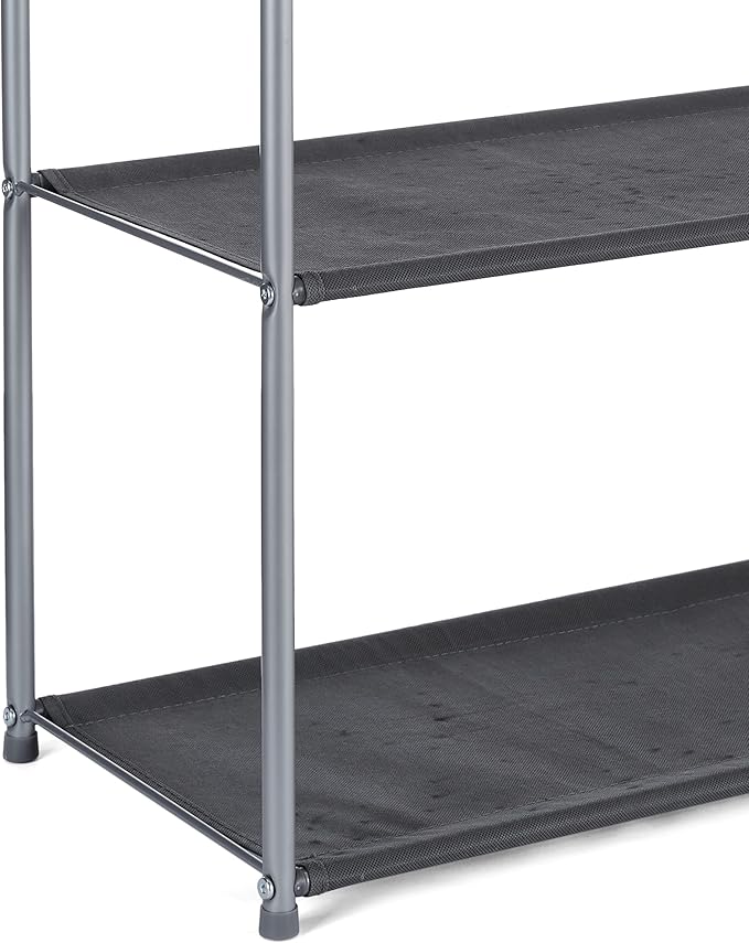 Amazon Basics Closet Storage Organizer with Fabric Bins, Drawers and 3 Shelves, Grey, 32.7" x 12.2" x 31"