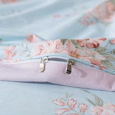 FADFAY Duvet Cover Set Blue Rose Floral Bedding Rustic Peony Flower Comforter Cover Set Vintage Farmhouse Bedding 100% Cotton Quilt Cover with Hidden Zipper Closure 3Pcs, King/California King Size