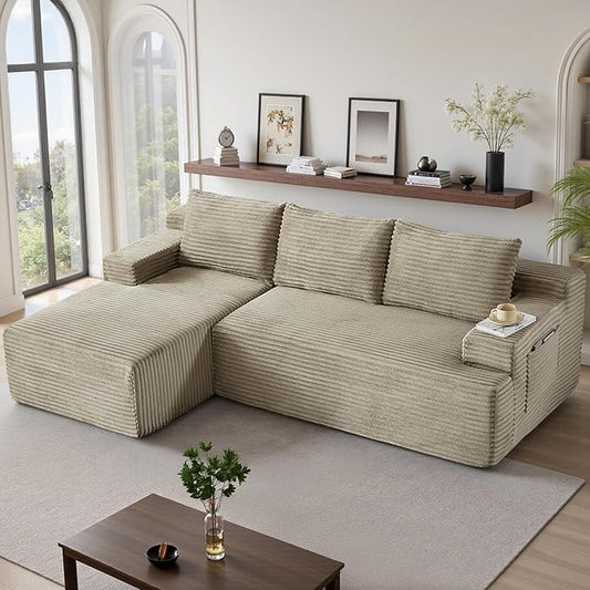 96''Sectional Couches for Living Room Modern Modular Sectional Sofa Upholstered Boneless Couch Comfy Cloud Couch with Chaise (Camel, 96''W Left Facing Chaise)